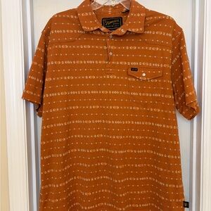 Howler Bros Aztec Polo Shirt Mens XL Pearl Snap Short Sleeve Pocket Orange